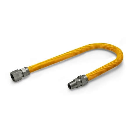 Flextron Gas Line Hose 5/8'' O.D.x18'' Len 3/4" FIPx1/2" MIP Fittings Yellow Coated Stainless Steel Flexible FTGC-YC12-18Q